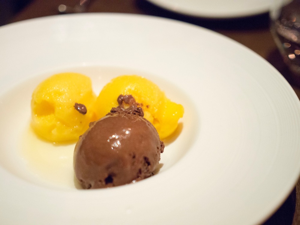Chocolate Ice Cream and Mango Sorbet